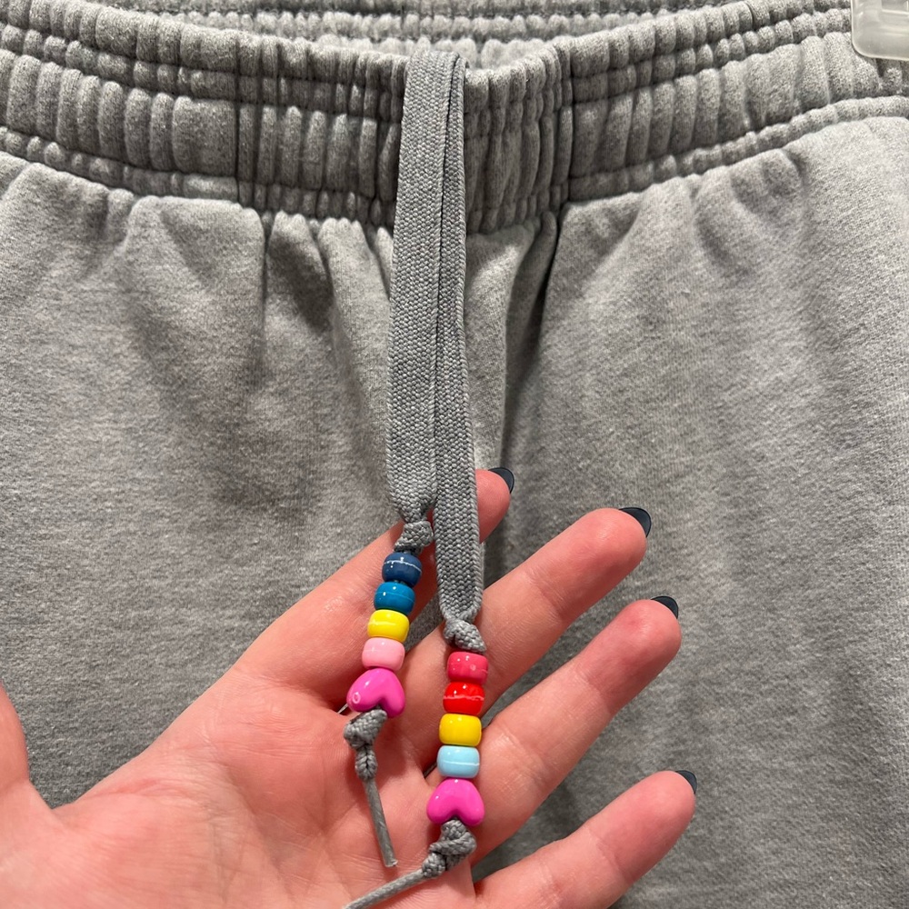 Daily Drills Light Gray Jogger Sweatpants with Beaded Drawstring - Picture 2 of 10